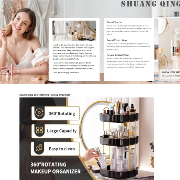 3 Tiers - 360° Turntable Makeup Organizer - Lazy Susan Cosmetics Storage - Picture 10 of 10